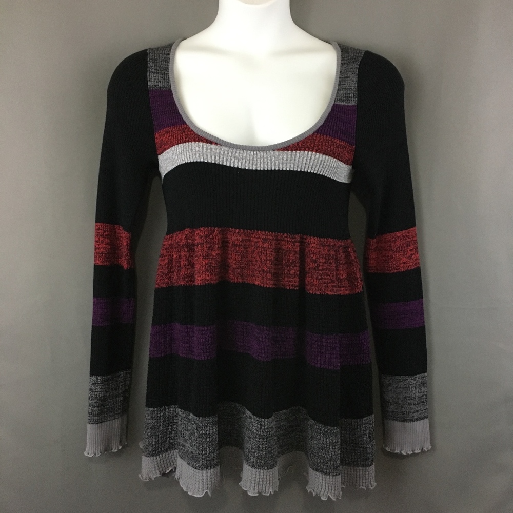 Free People Sweater Tunic Knit Stretch Striped